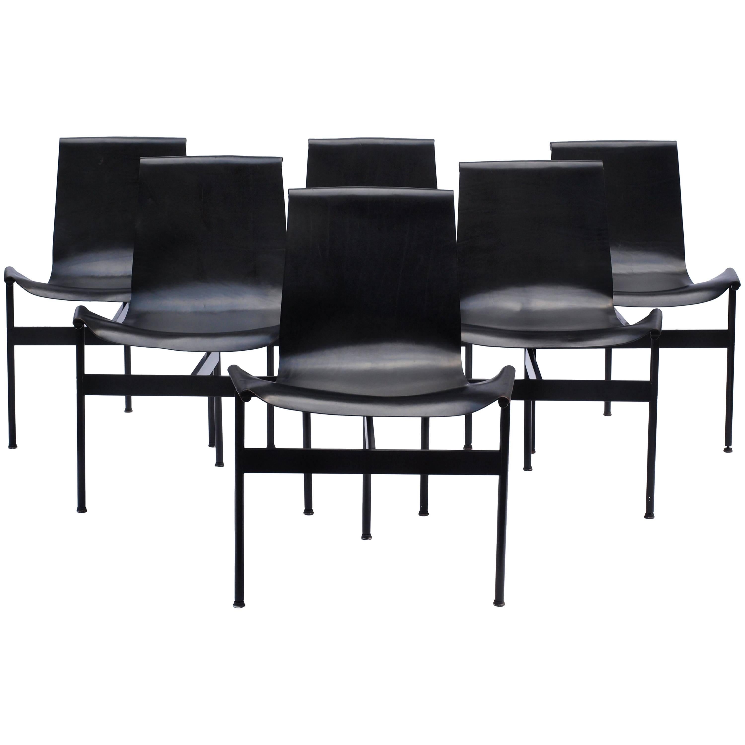 Set of Six Black T-Chairs by William Katavolos for Laverne International