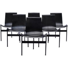 Set of Six Black T-Chairs by William Katavolos for Laverne International