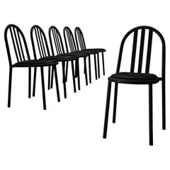 Set of Six Black Tubular Steel Chairs by Robert Mallet Stevens