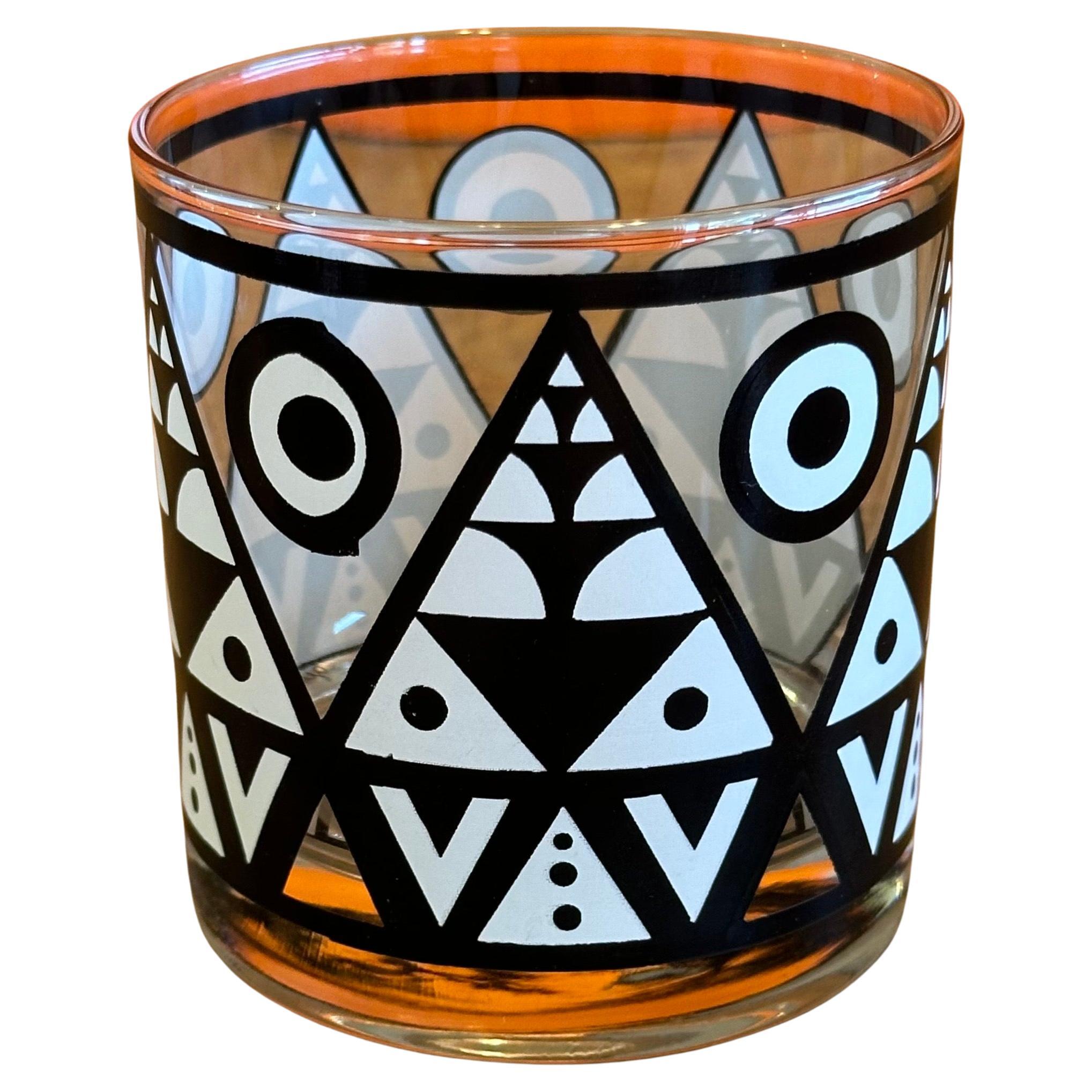 Set von sechs schwarz-weißen „Tiki“-Cocktailgläsern von Georges Briard (amerikanisch) im Angebot