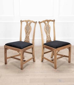 Set of Six Bleached 19th Century Georgian Mahogany Fretted Back Dining Chairs