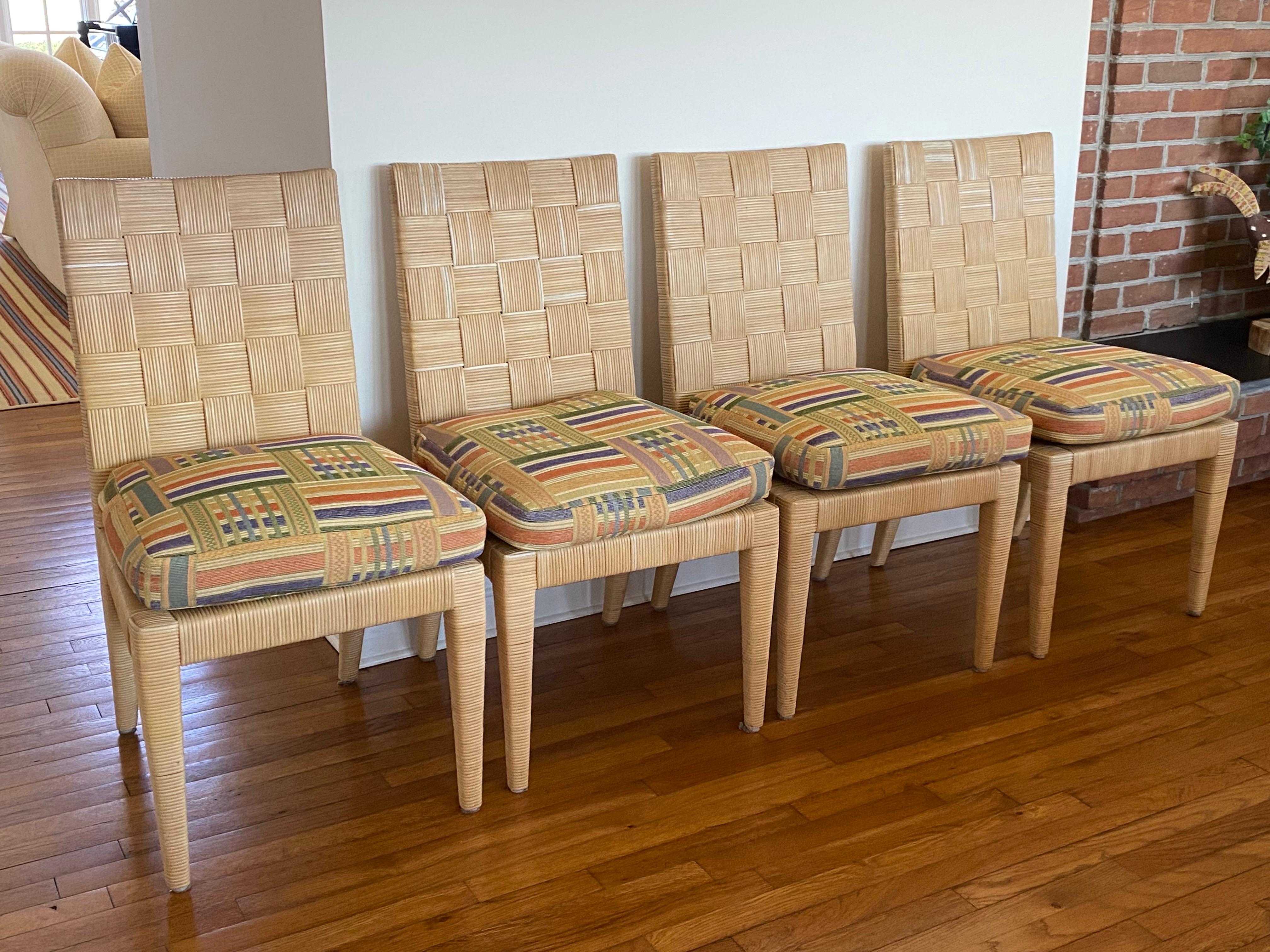 American Set of Six Block Island Caned Dining Room Chairs by John Hutton for Donghia  For Sale