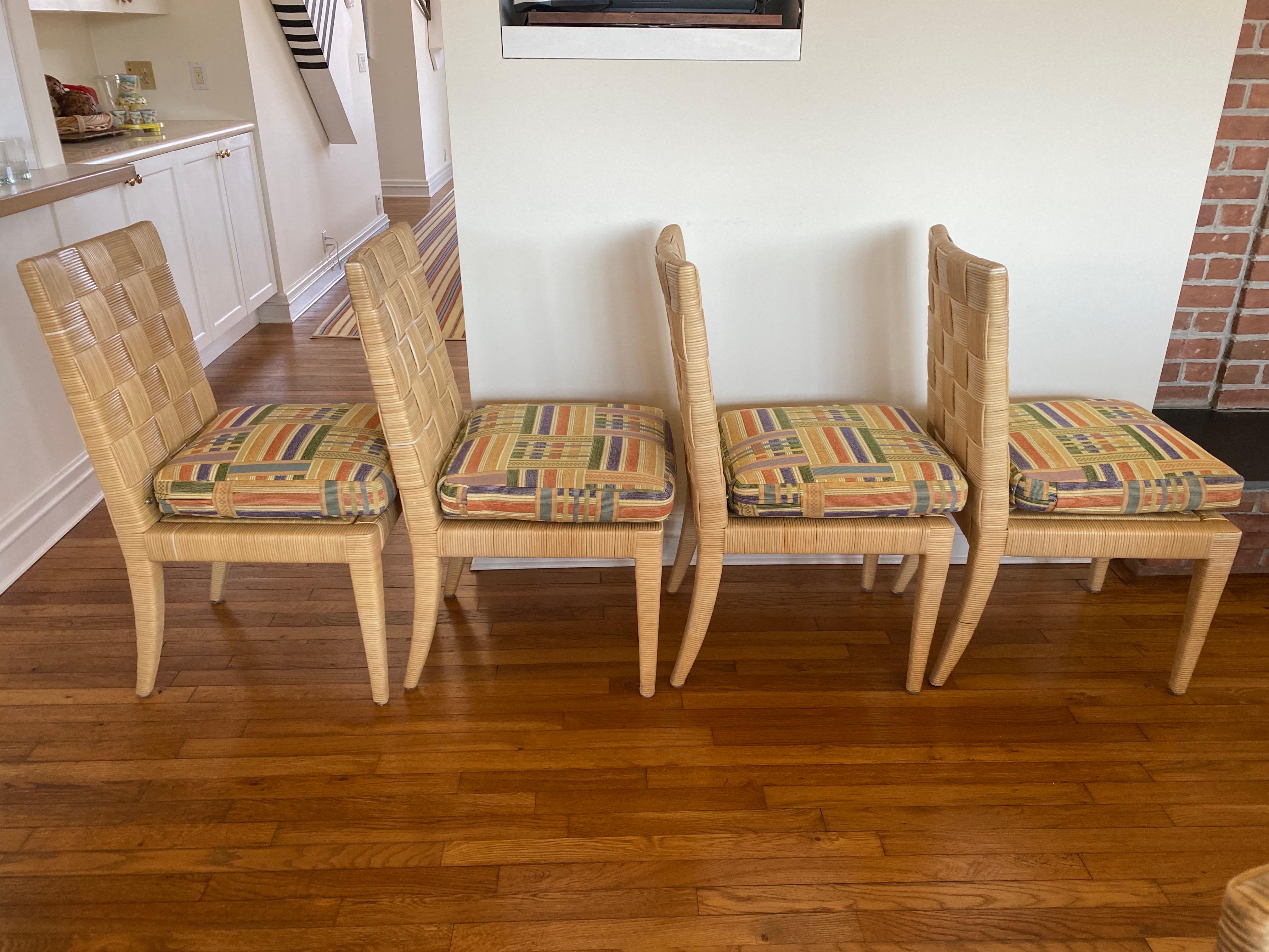 Set of Six Block Island Caned Dining Room Chairs by John Hutton for Donghia  In Good Condition For Sale In Southampton, NY