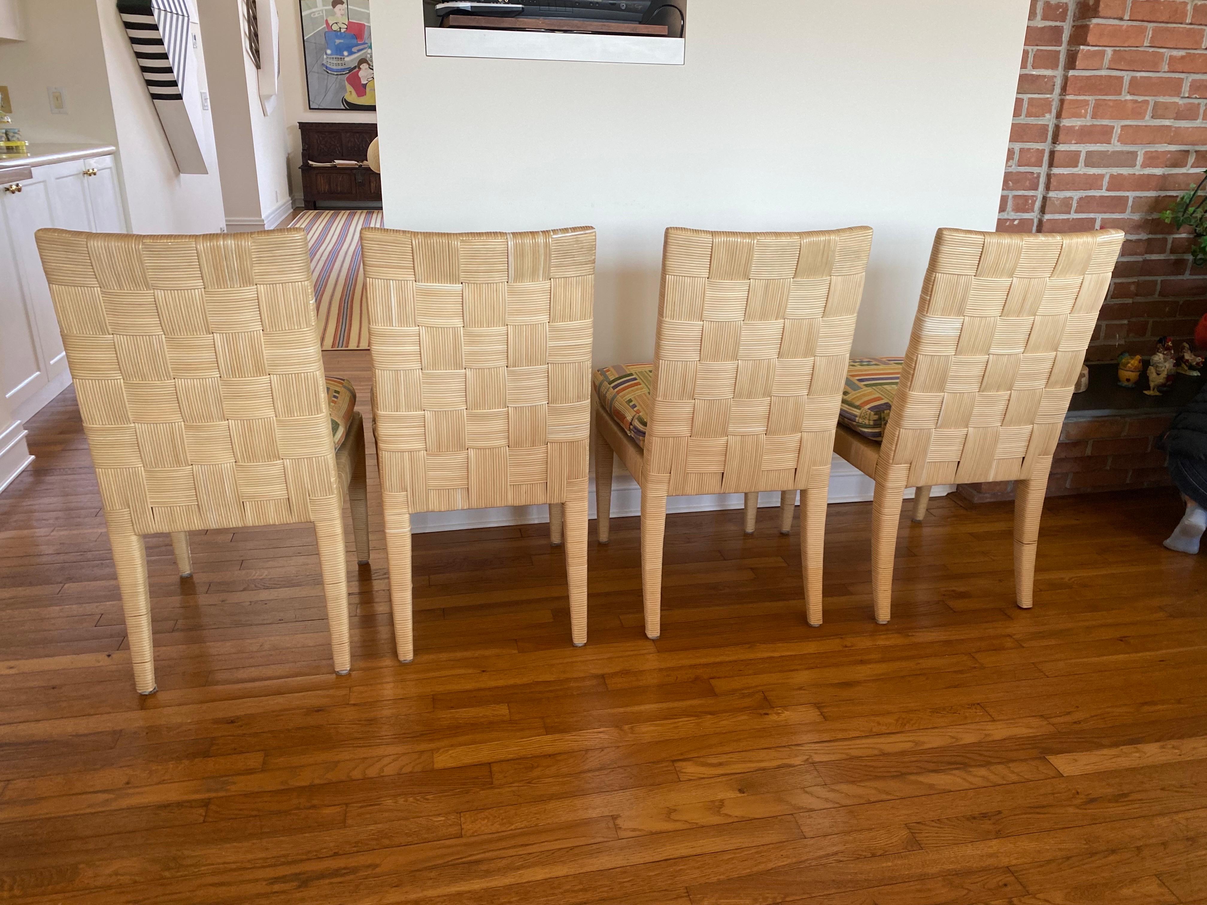 20th Century Set of Six Block Island Caned Dining Room Chairs by John Hutton for Donghia  For Sale