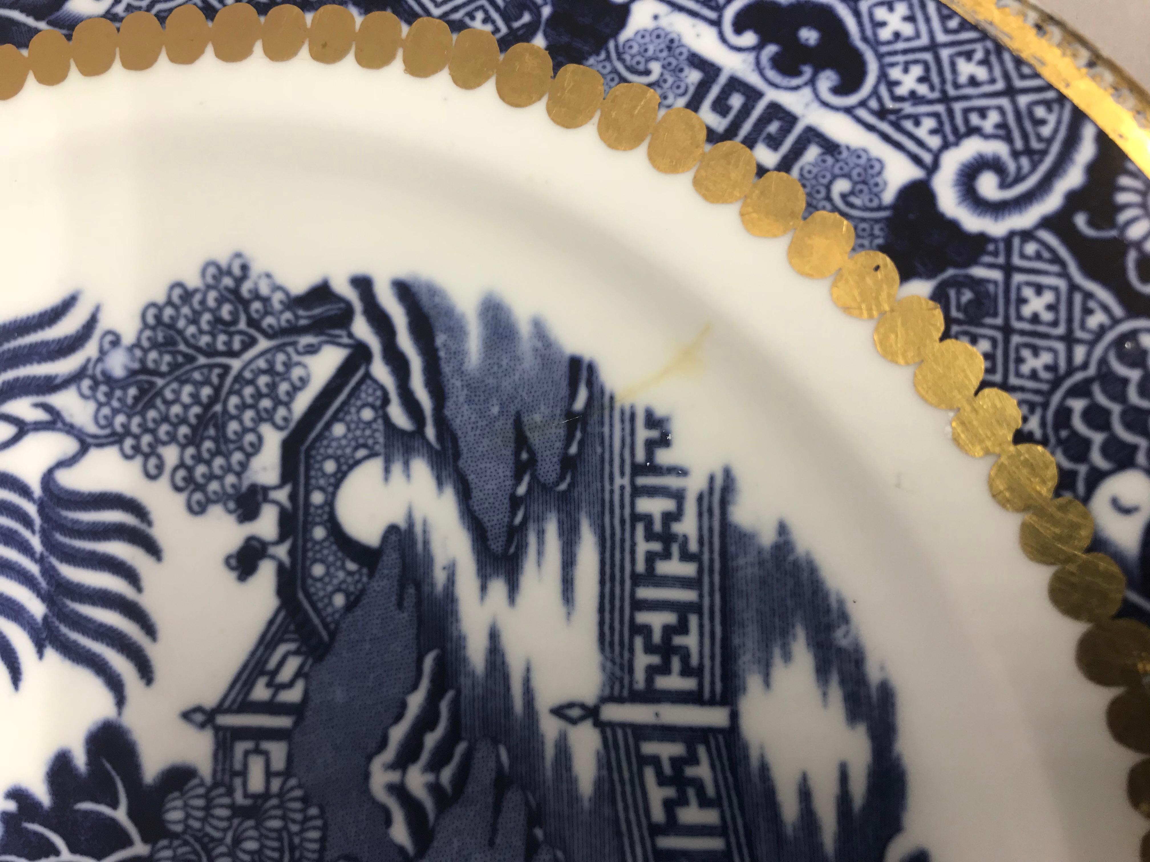 Set of Six Blue and White English Plates 3