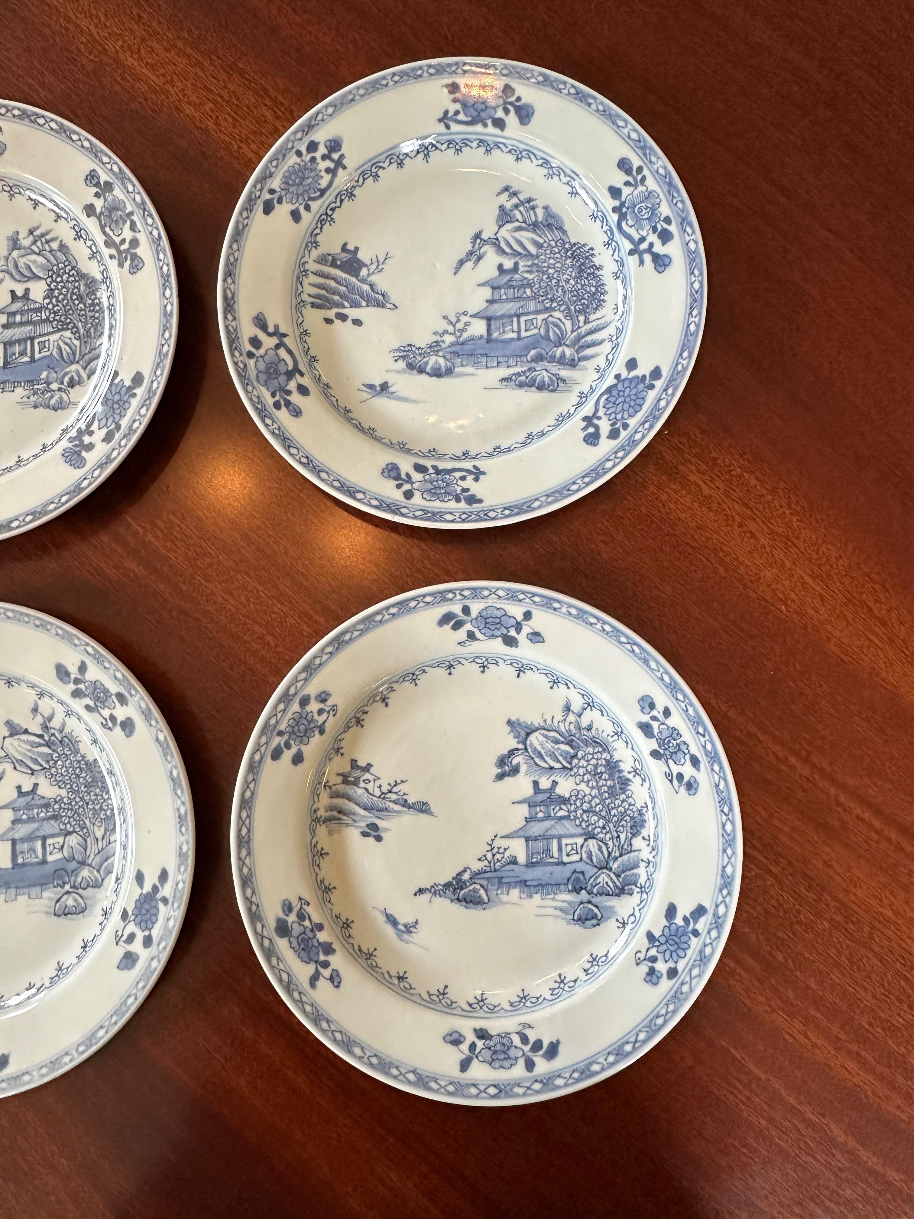 Chinese Set of Six Blue and White Plates from the Nanking Cargo Shipwreck For Sale