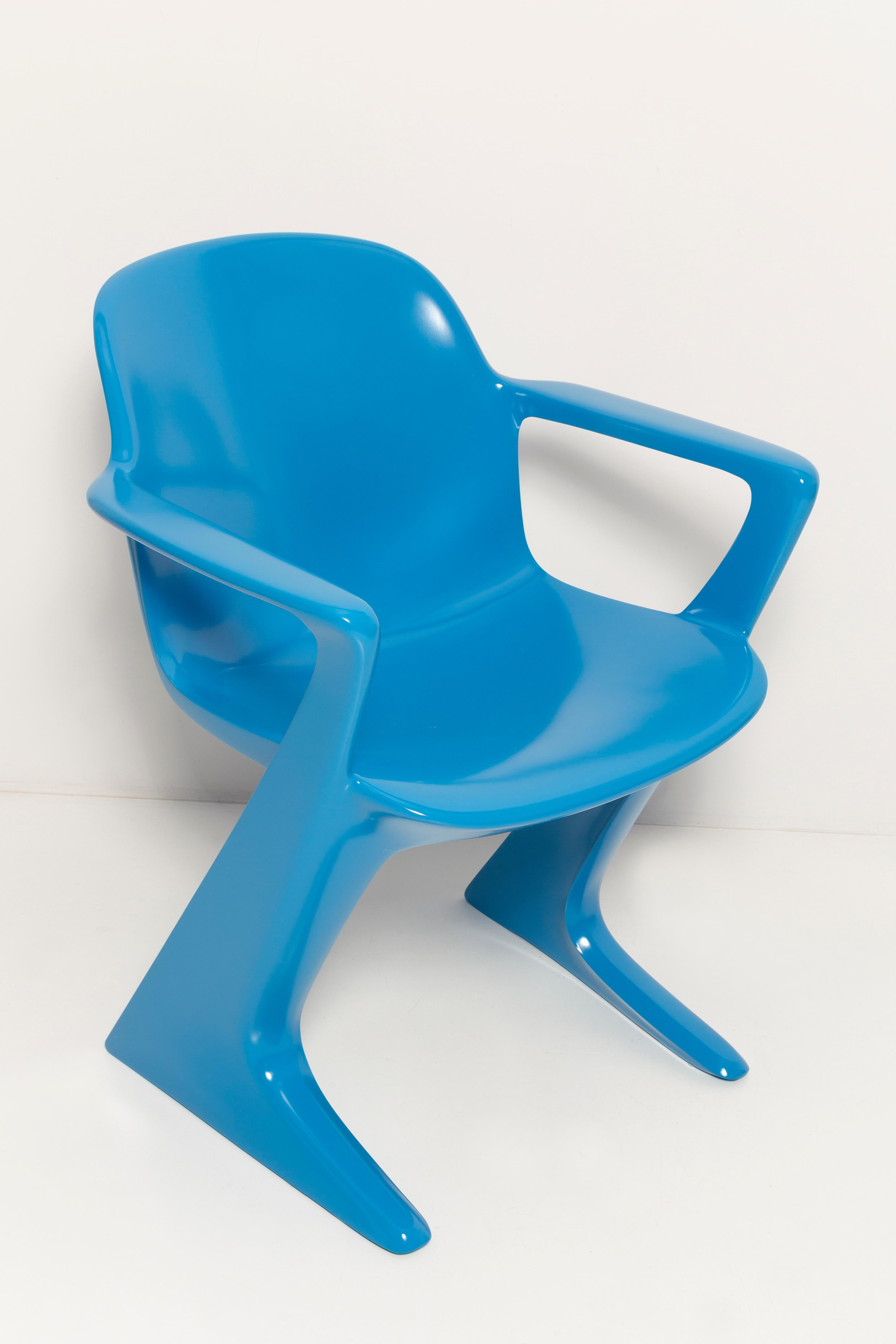 Set of Six Blue Kangaroo Chairs Designed by Ernst Moeckl, Germany, 1960s In Excellent Condition For Sale In 05-080 Hornowek, PL