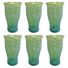 Set of Six Blue Opaline Glass Tumblers