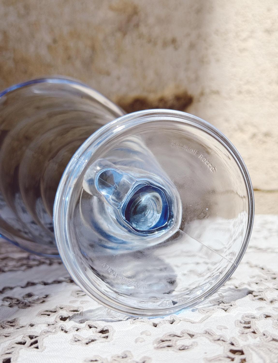 Verre Lot de six bols à gelato en coquillage bleu en vente