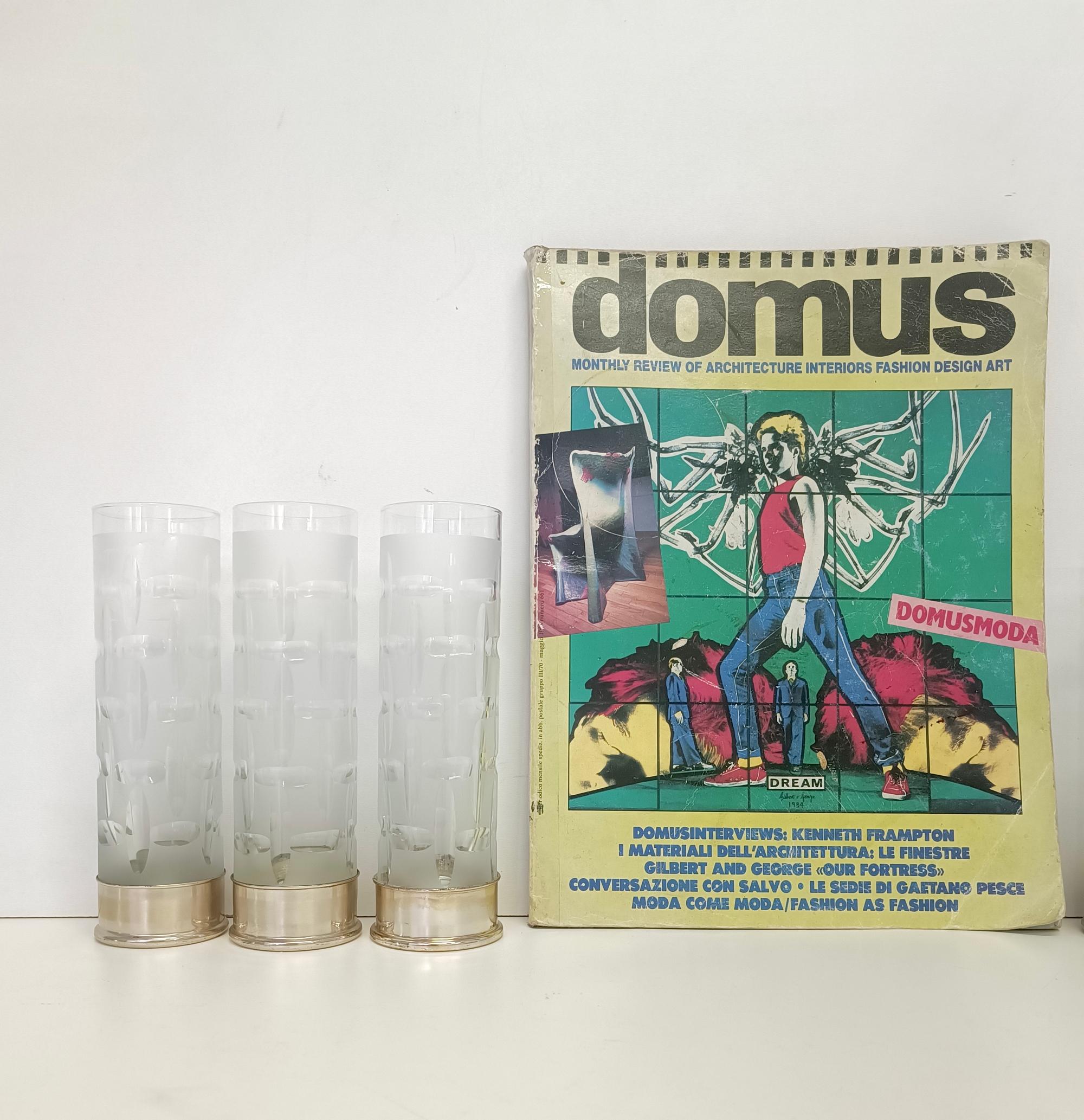 Ensemble de six verres à bohème en cristal et argent Excellent état - En vente à Bresso, Lombardy