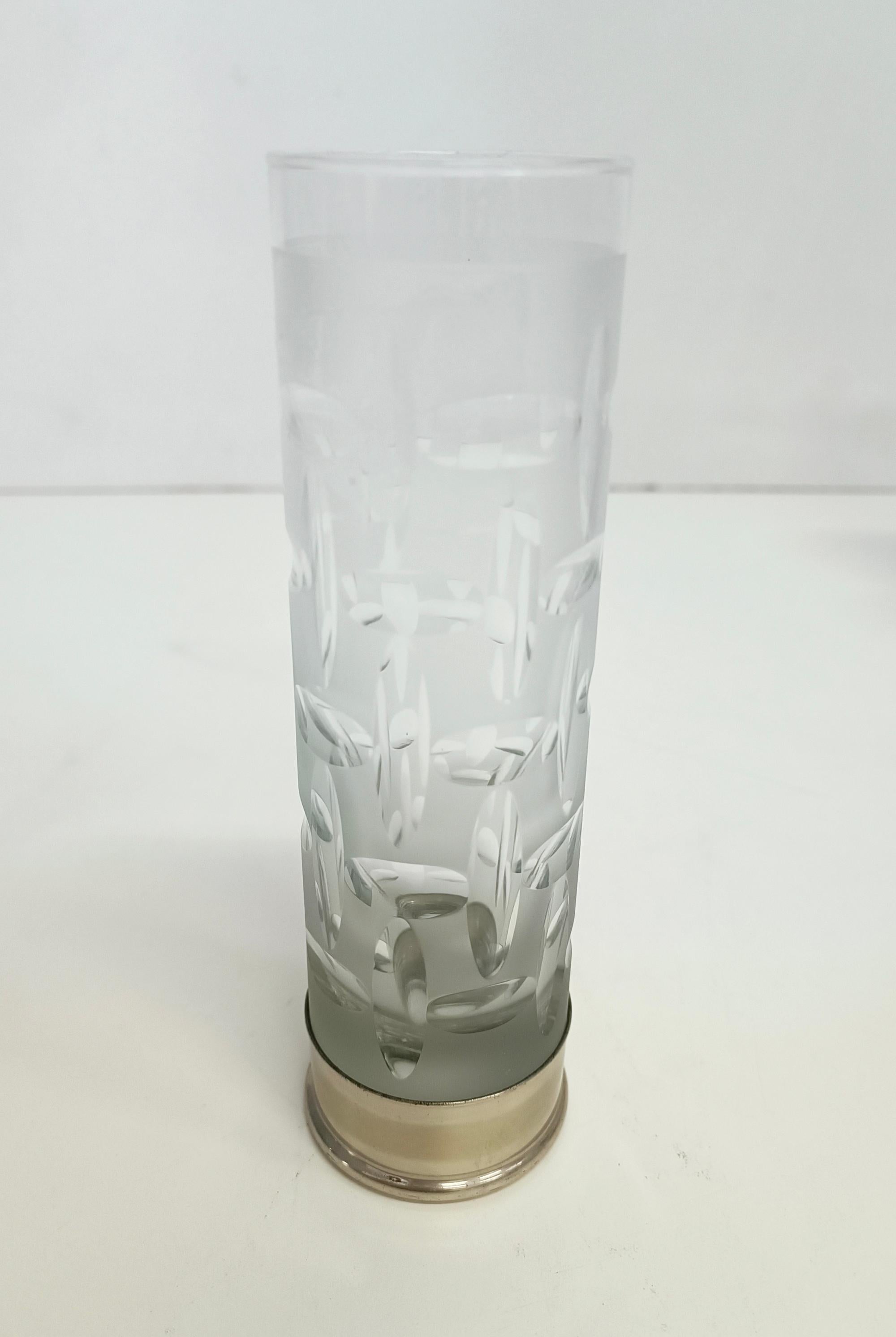 Cristal Ensemble de six verres à bohème en cristal et argent en vente