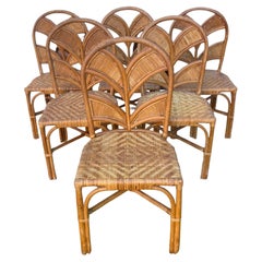 Set of Six Boho Bamboo Chairs in the style of Vivai Del Sud