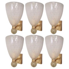 Set of Six Bollicine Murano Glass Coppa Sconces. Italy, 1970's.
