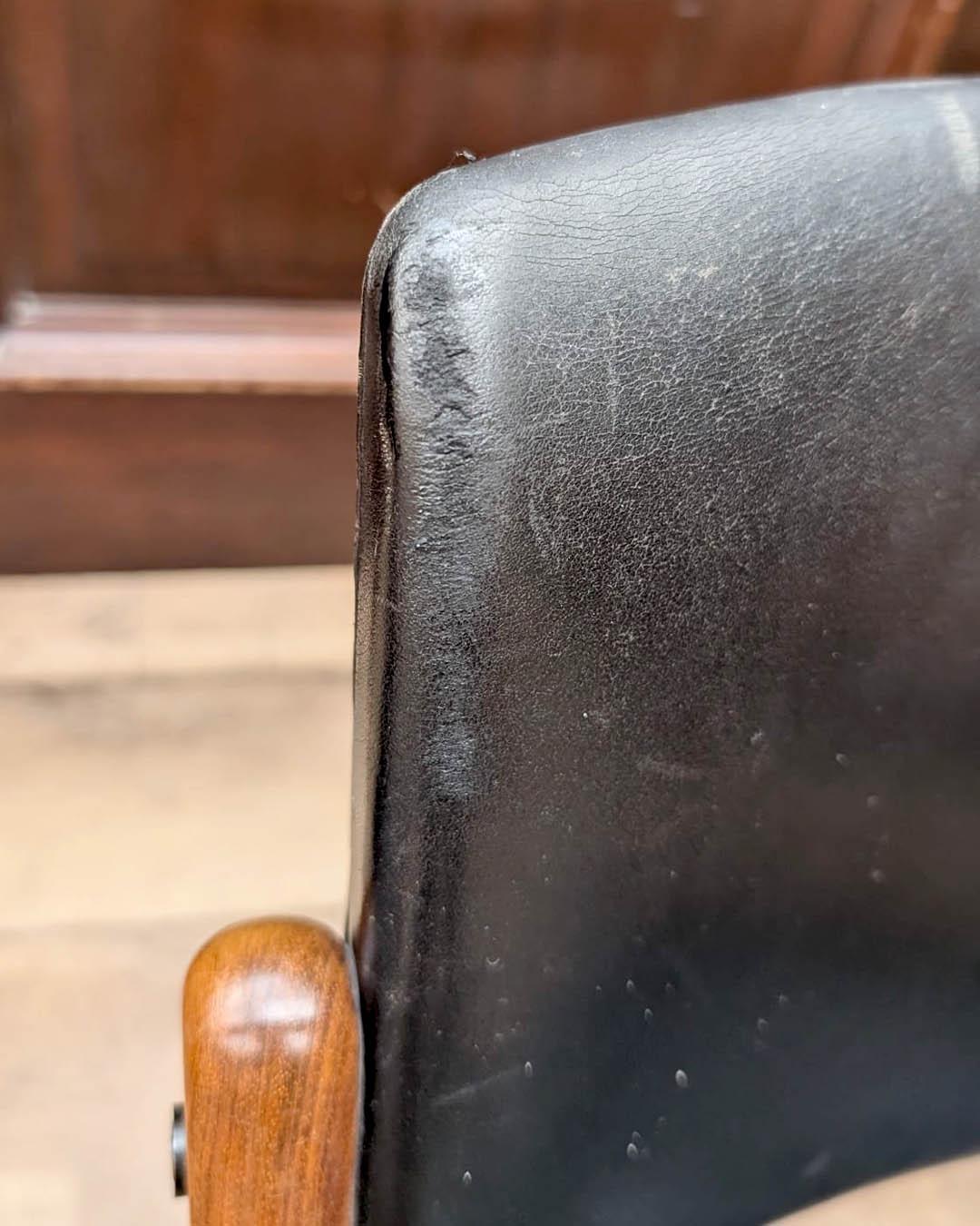 Set di sei poltrone Bondo Gravesen in teak e pelle nera - Danimarca, anni '60 in vendita 5