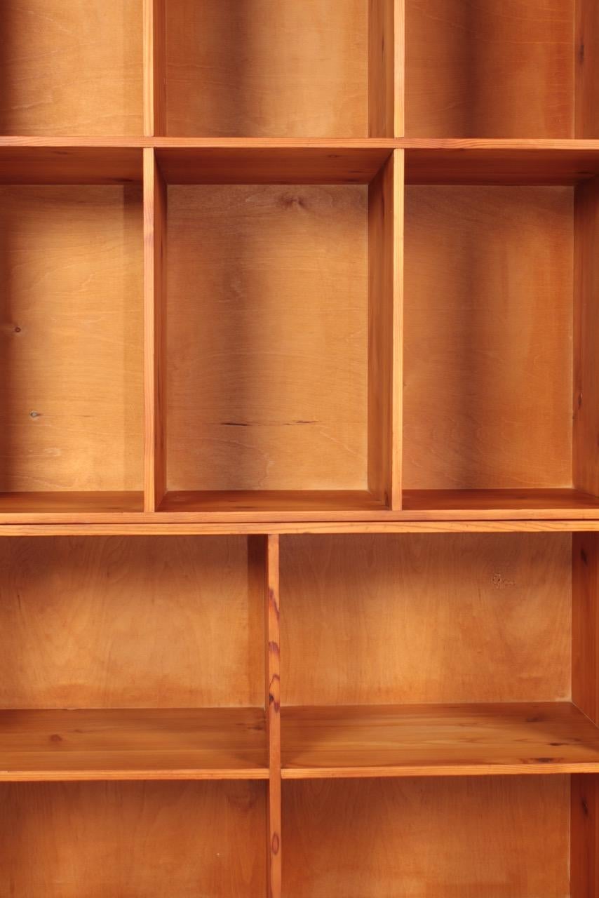 6 matching bookcases in solid pine, made by Rud. Rasmussen cabinetmakers in 1960s. Made in Denmark.