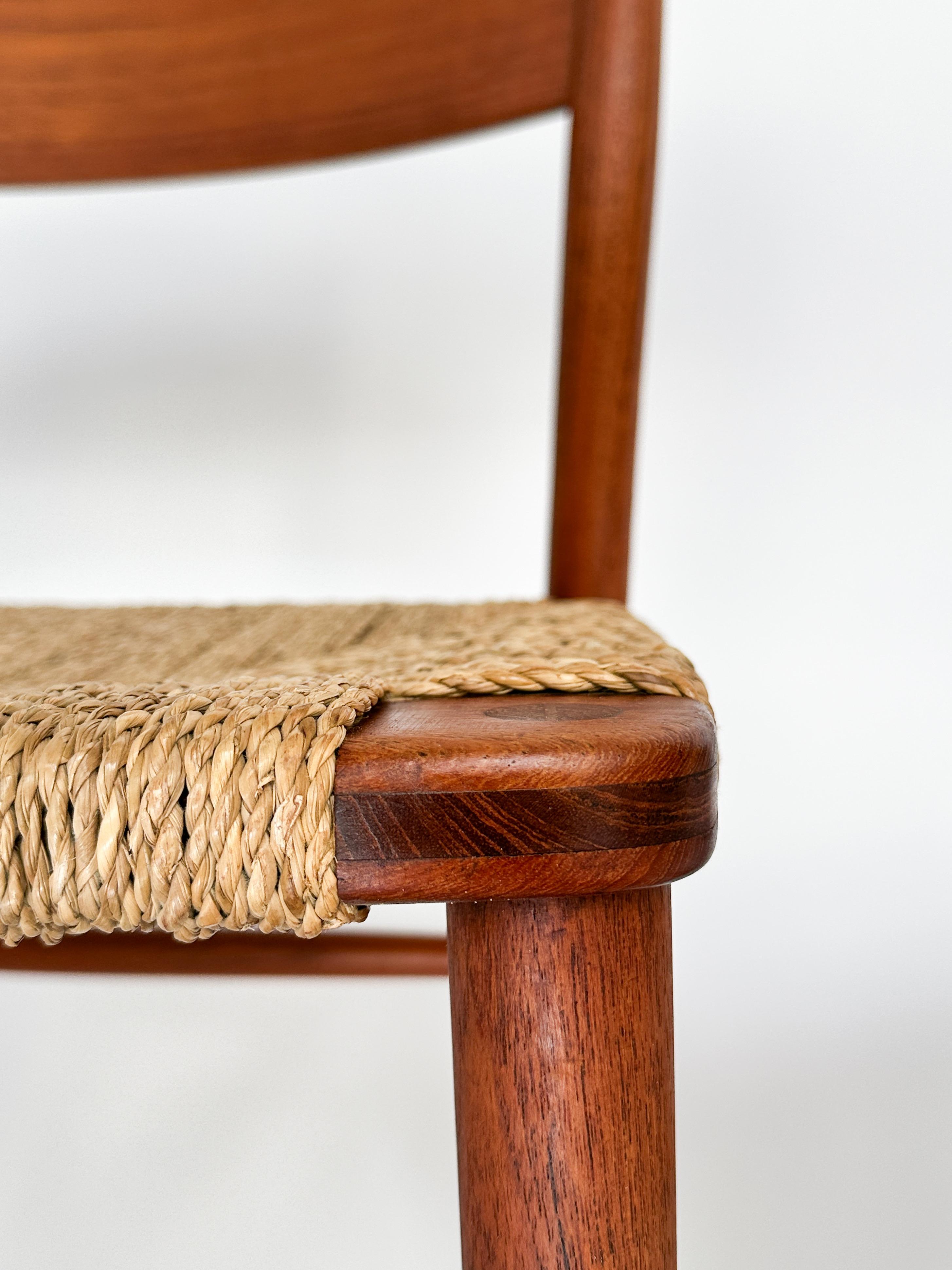 Ensemble de six chaises Borge Mogensensen en teck jonc de mer Soborg Mobler Denmark Dining en vente 2