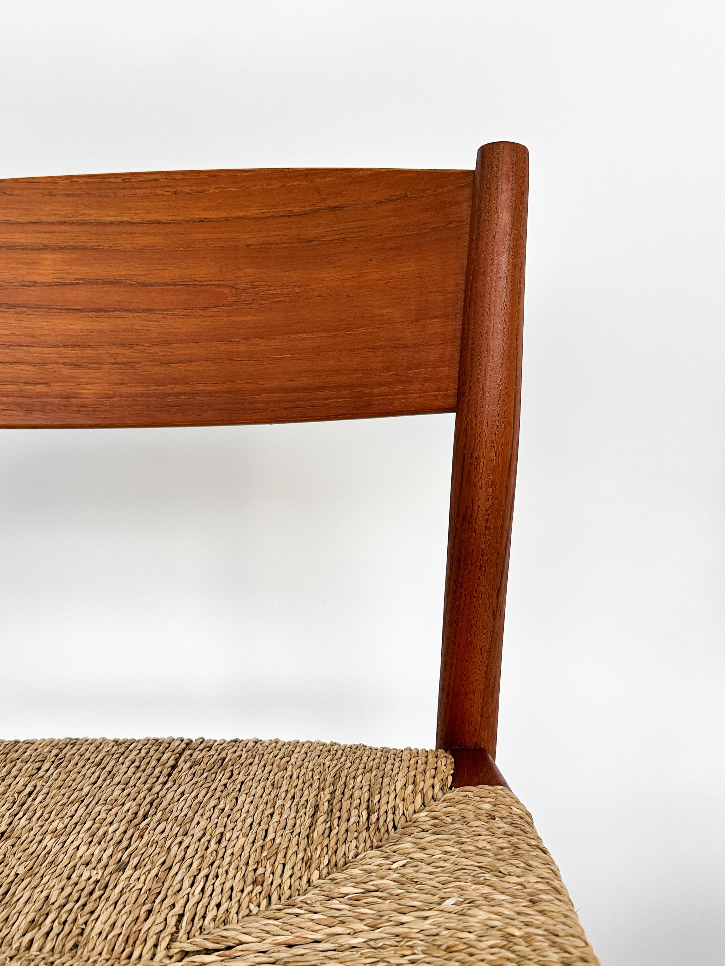 Ensemble de six chaises Borge Mogensensen en teck jonc de mer Soborg Mobler Denmark Dining en vente 3