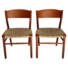 Set of Six Borge Mogensen Chairs Teak Seagrass Soborg Mobler Denmark Dining