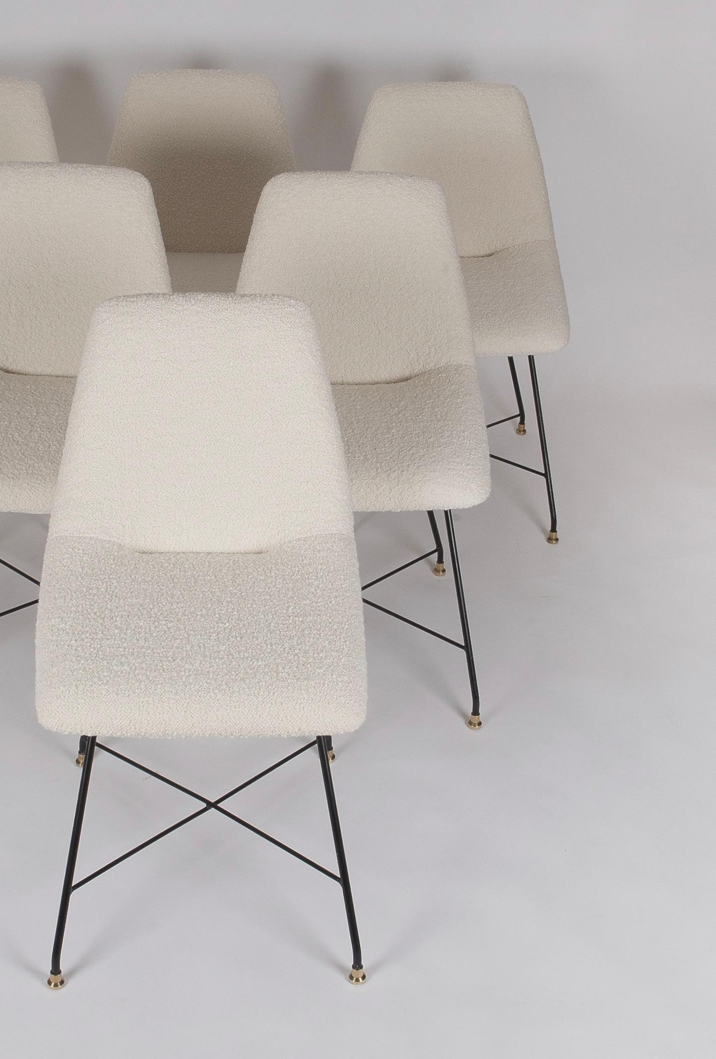 Set of Six Bouclé 'Aster' Chairs by Augusto Bozzi for Saporiti, Italy, C.1956 3