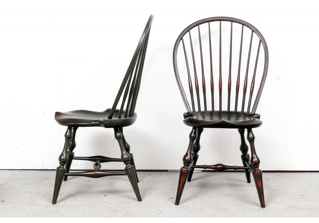 Set of Six Bowback Windsor Chairs in Black Paint by D.R. Dimes In Good Condition In Bridgeport, CT