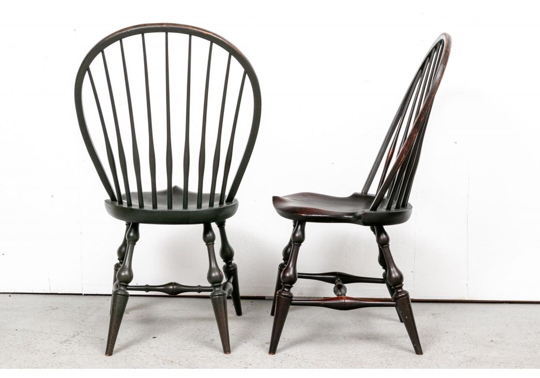 20th Century Set of Six Bowback Windsor Chairs in Black Paint by D.R. Dimes