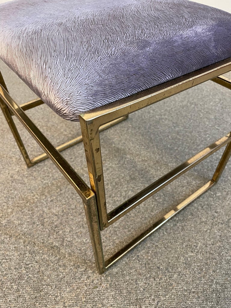 Set of Six Brass and Pistoia Velvet Dining Chairs, Italy, 1970 12