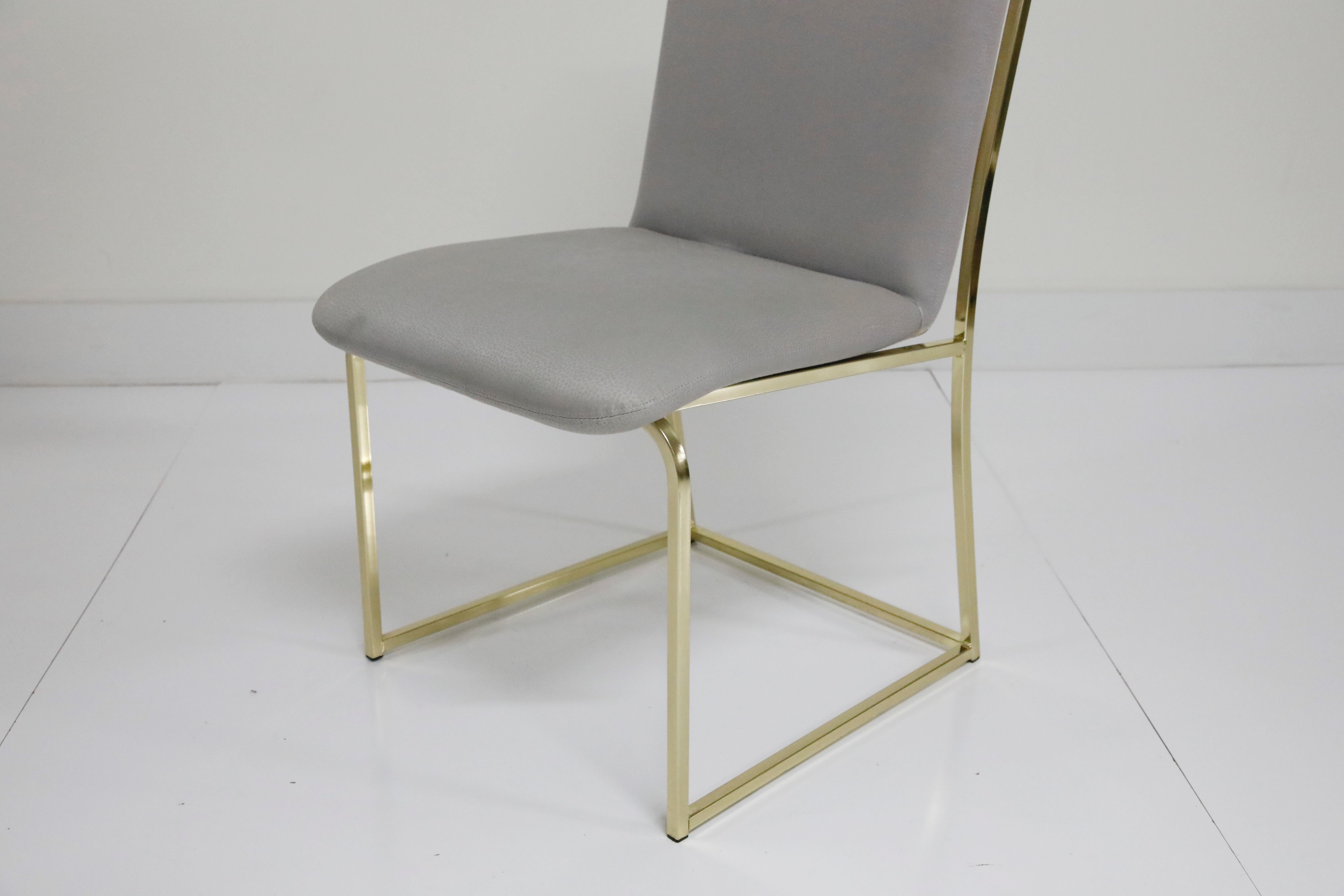 Set of Six Brass Dining Chairs by Design Institute America, Signed 6