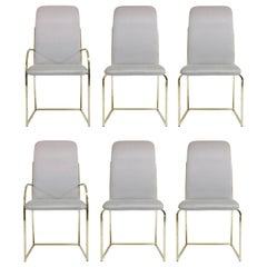 Set of Six Brass Dining Chairs by Design Institute America, Signed