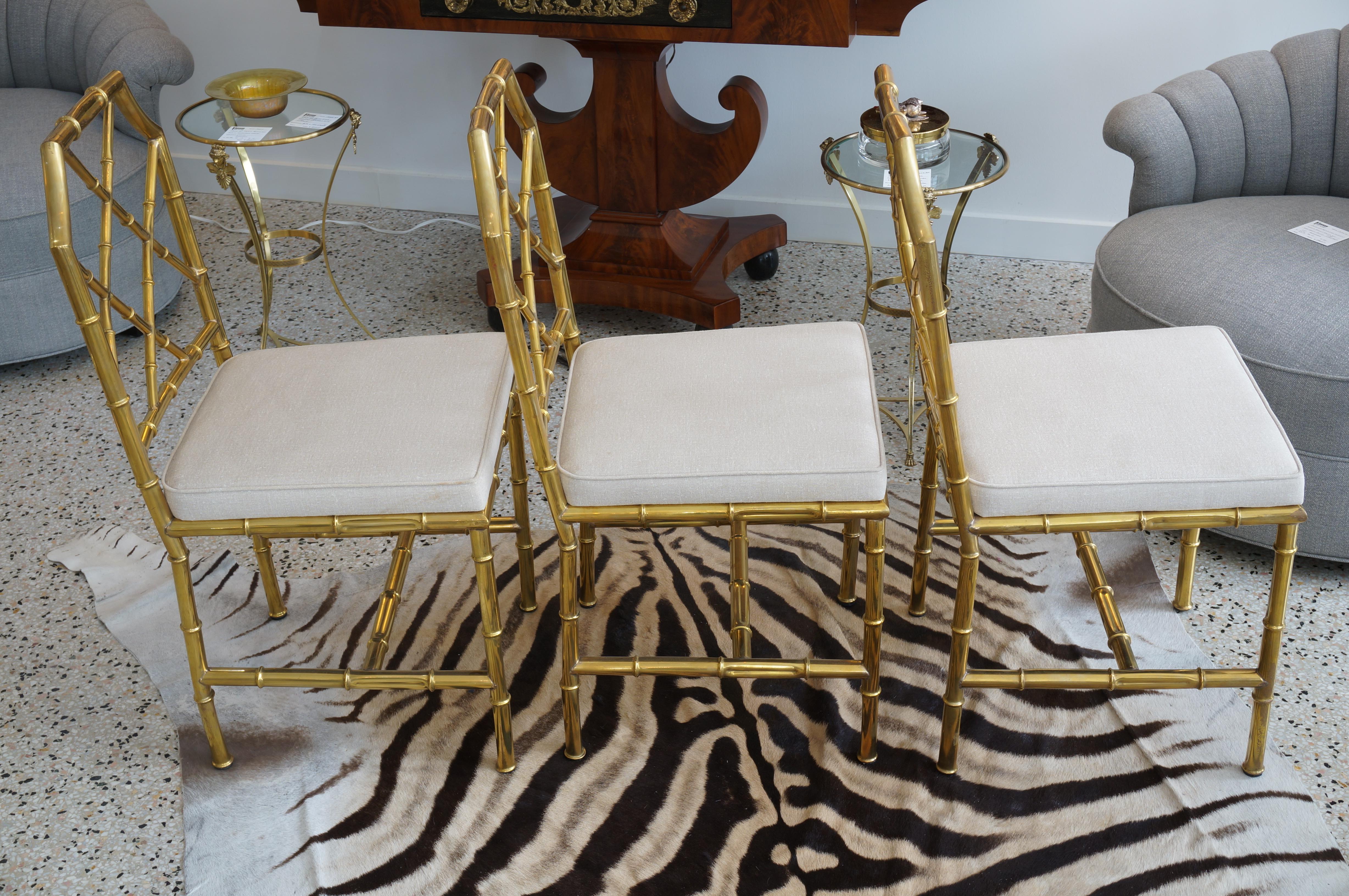 Set of Six Brass Faux Bamboo Side Chairs by Mastercraft In Good Condition In West Palm Beach, FL