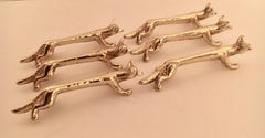 Set of Six Brass Fox Knife Rests