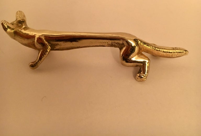 Set of Six Brass Fox Knife Rests For Sale at 1stDibs