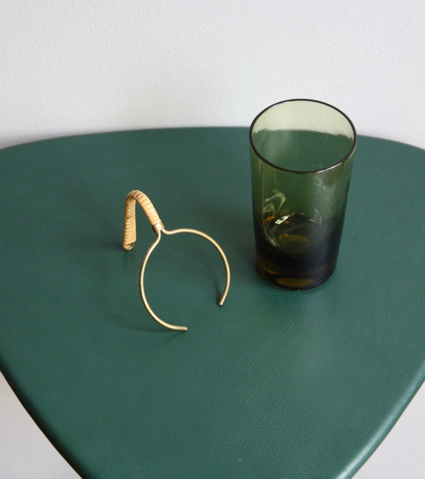 Austrian Set of Six Brass Handled Glasses by Werkstätte Carl Auböck III