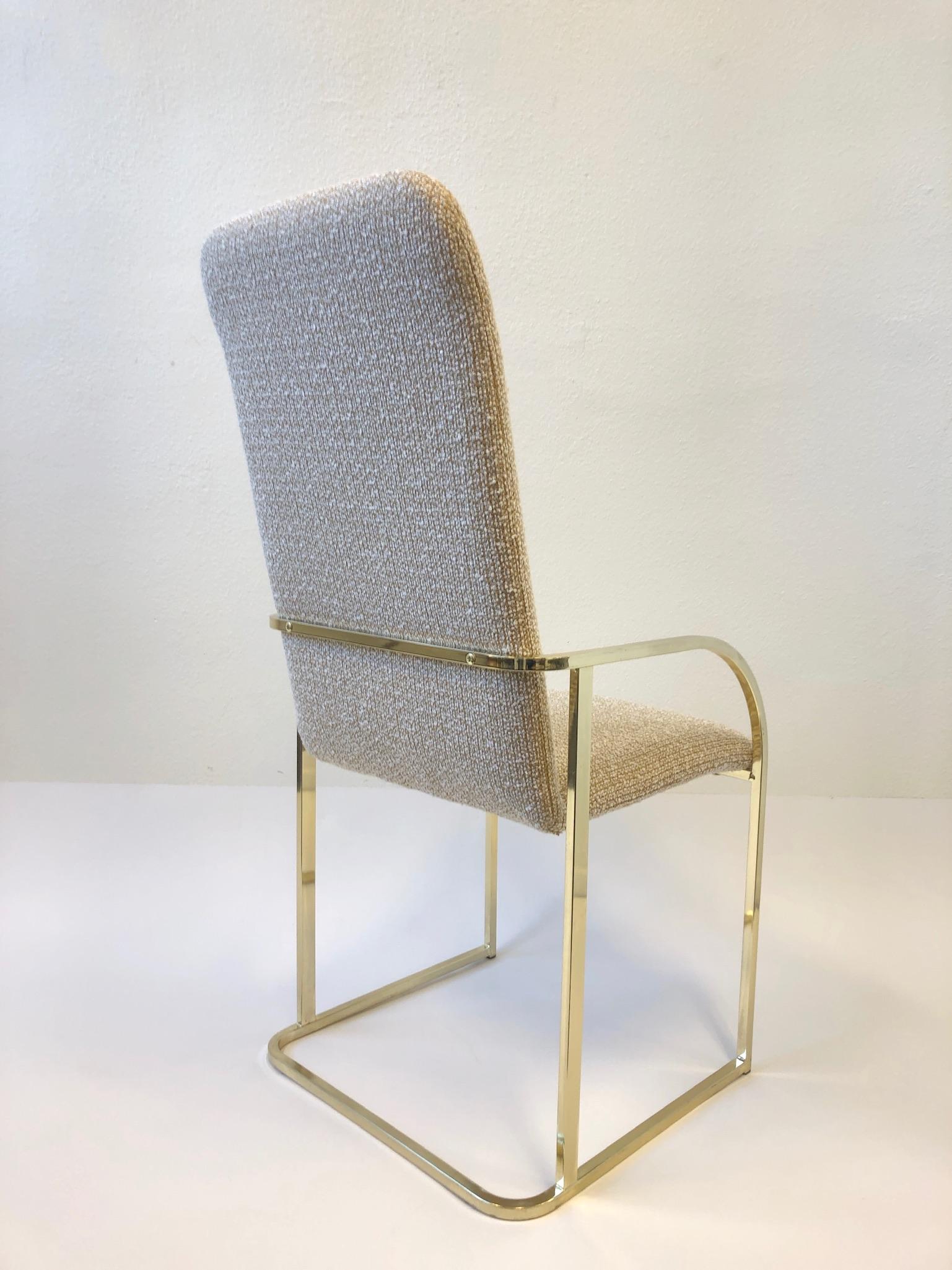 Modern Set of Six Brass High Back Dining Chairs by DIA For Sale