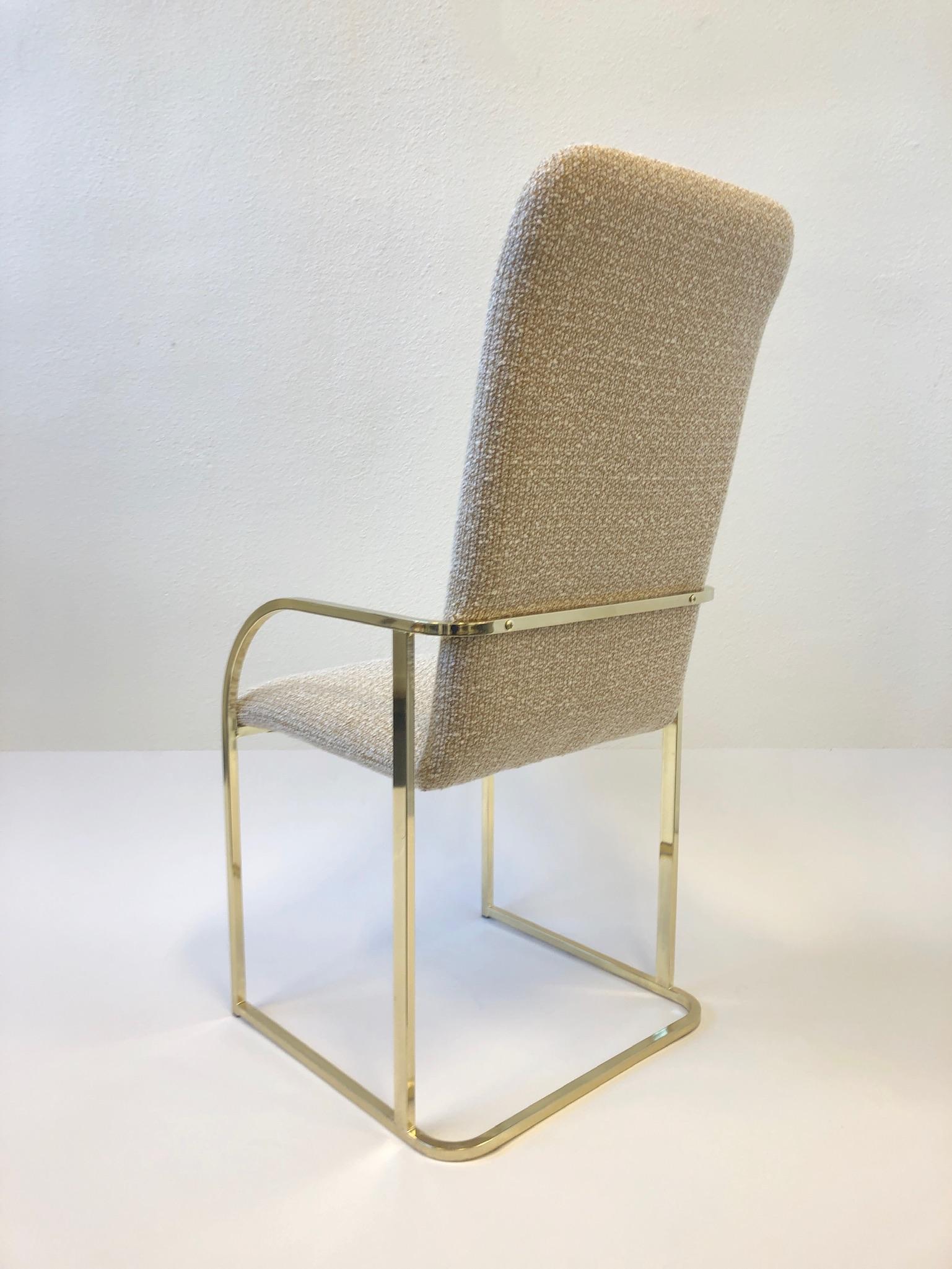 Late 20th Century Set of Six Brass High Back Dining Chairs by DIA For Sale