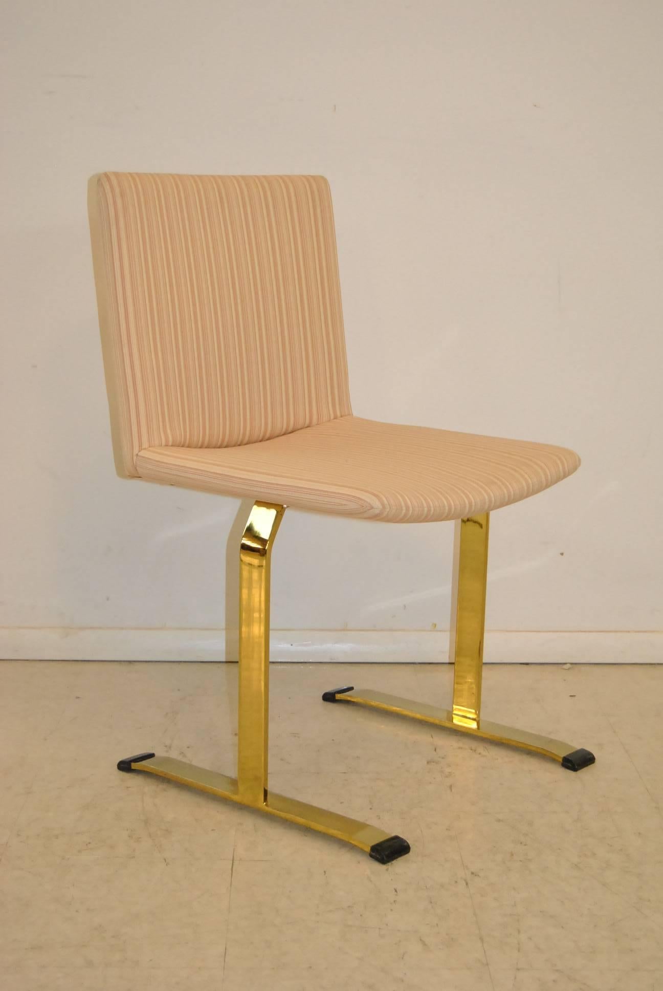 Mid-Century Modern Set of Six Brass Italian Chairs Designed by Giovanni Offredi for Saporiti
