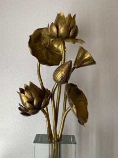 Set of Six Brass Lotus Flowers