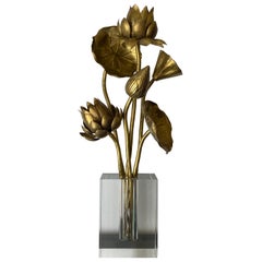Set of Six Brass Lotus Flowers