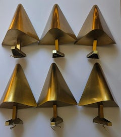 Set of Six Brass Midcentury Rare Wall Lamps, Germany, 1970s