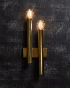 Set of Six Brass Tubes Style Wall Sconces