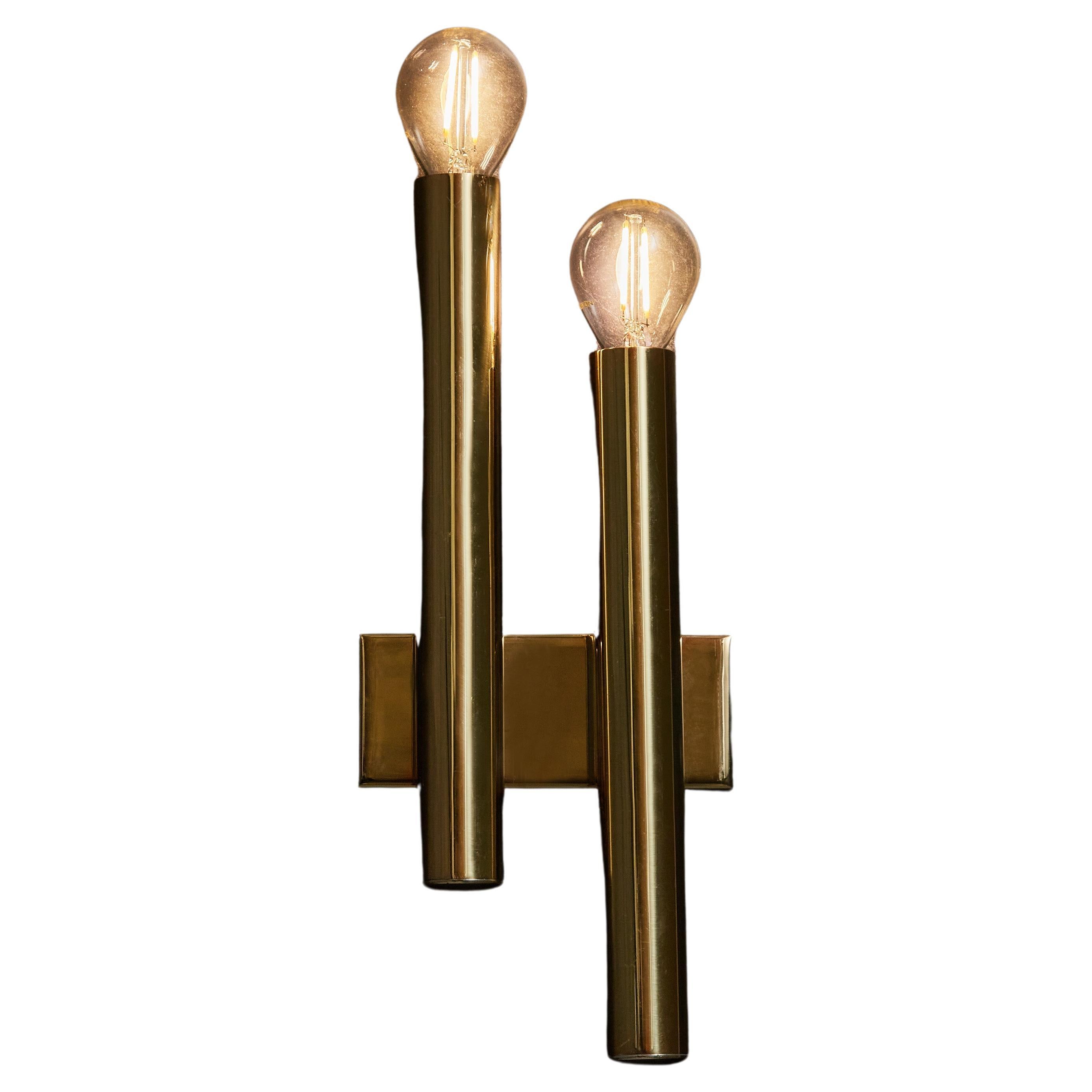 Set of Six Brass Tubes Style Wall Sconces For Sale