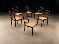 Set of Six Brazilian Modern Chairs in Hardwood by Geraldo de Barros for Unilabor