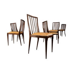 Set of Six Brazilian Modern Chairs in Hardwood by Geraldo de Barros for Unilabor