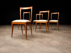 Set of Six Brazilian Modern Dining Chairs in Caviuna, Giuseppe Scapinelli, 1952