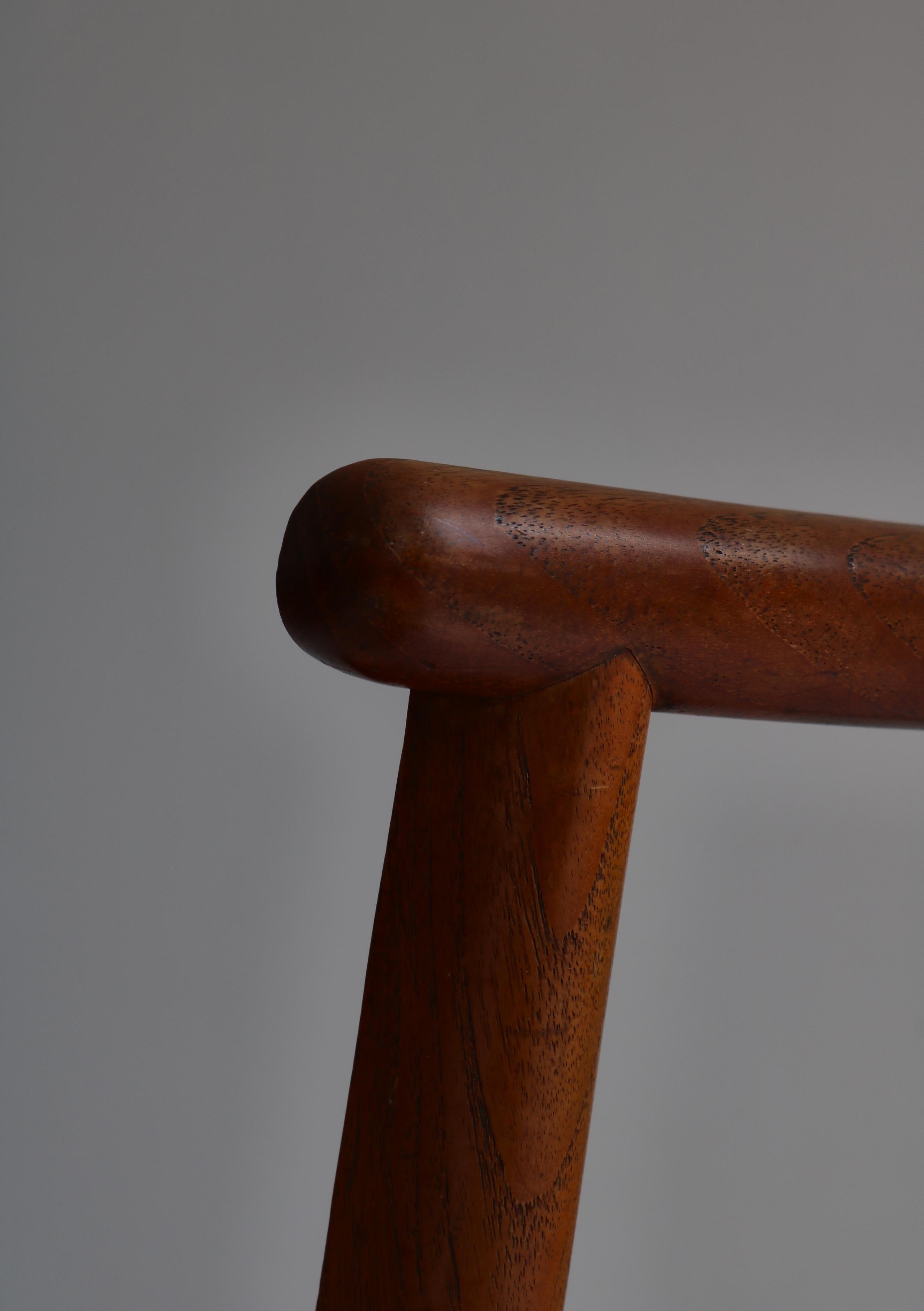 Set of Six Børge Mogensen Dining Chairs in Teak & Niger Leather, 1939, Denmark For Sale 6
