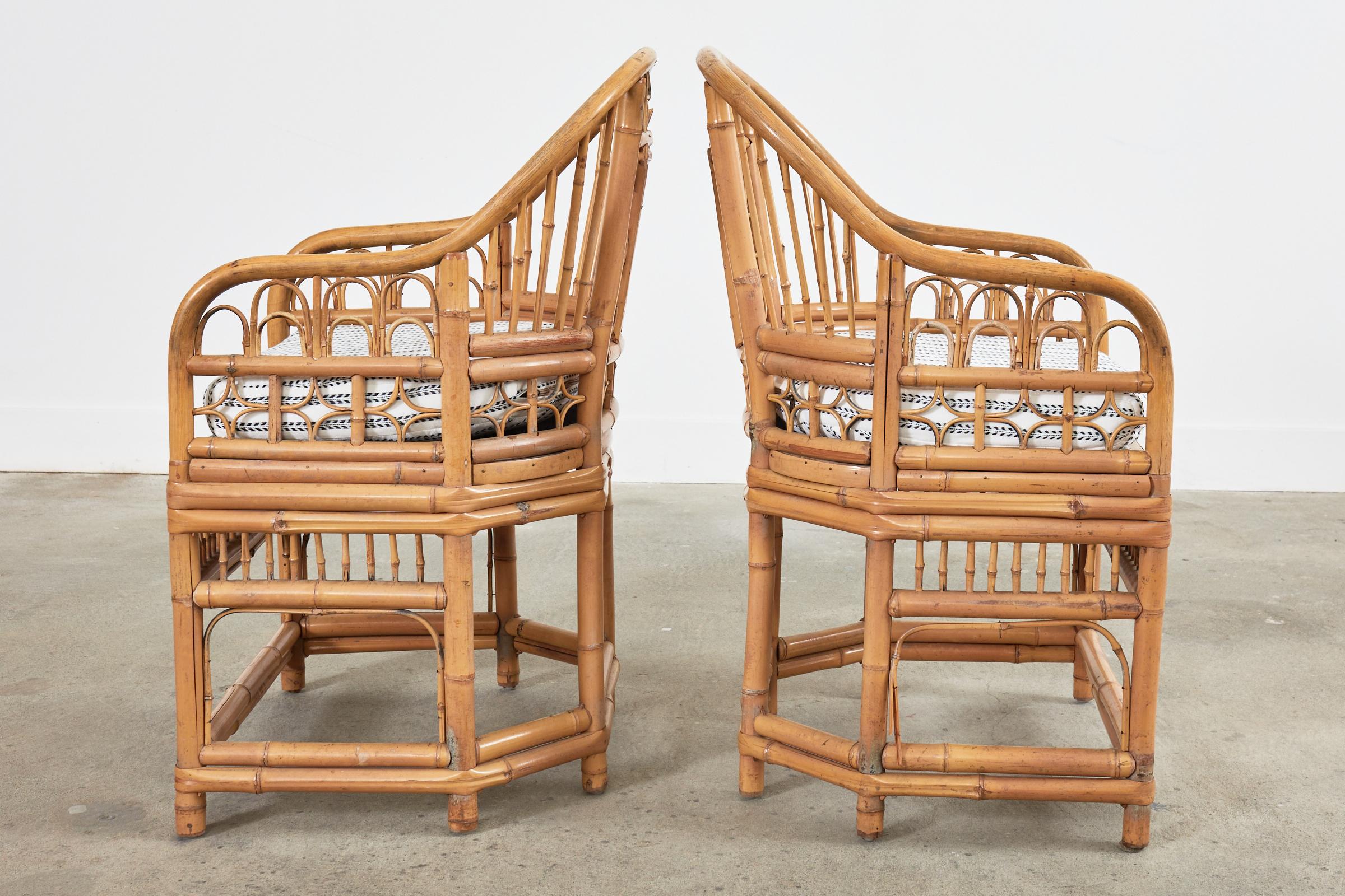 Ensemble de six fauteuils de salle  manger en bambou de style pavillon de Brighton en vente 3