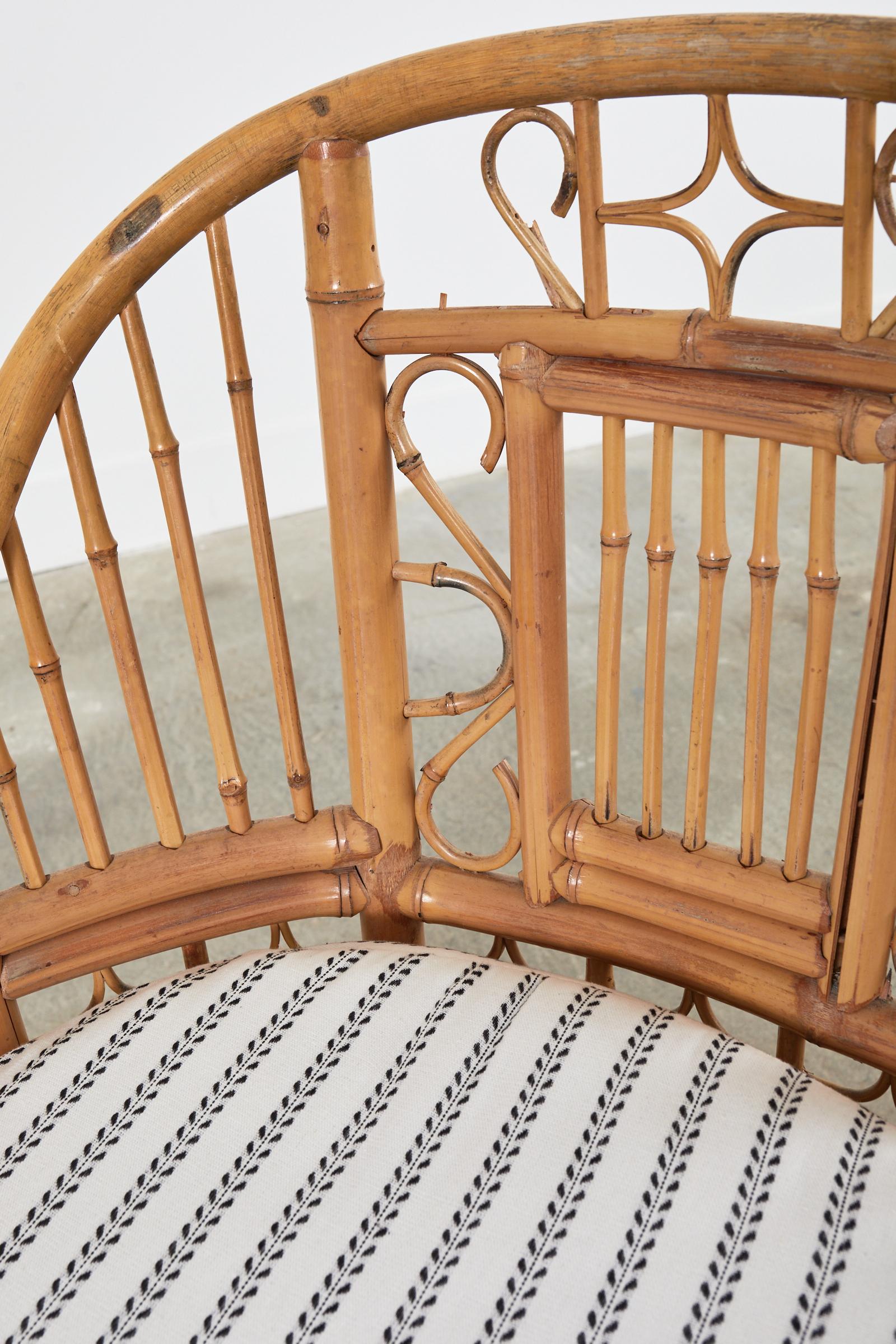 Set of Six Brighton Pavilion Style Bamboo Dining Armchairs For Sale 6