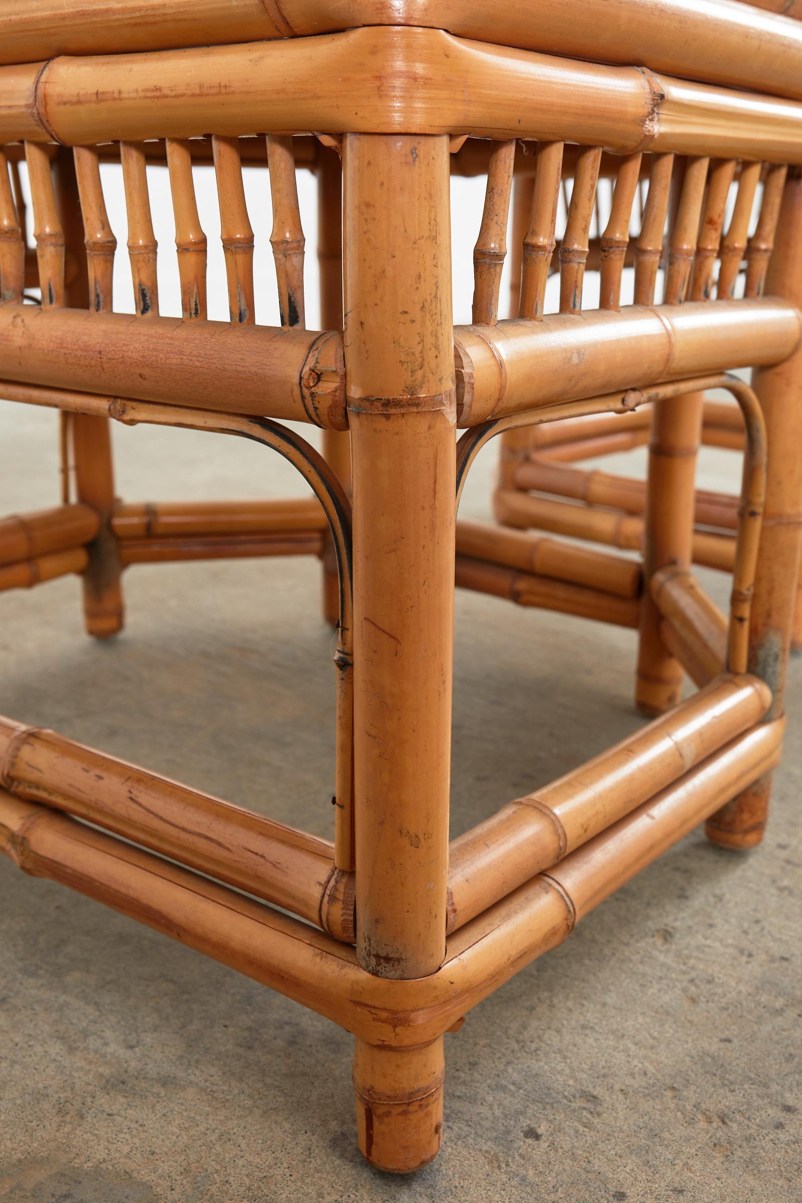 Set of Six Brighton Pavilion Style Bamboo Dining Armchairs For Sale 8