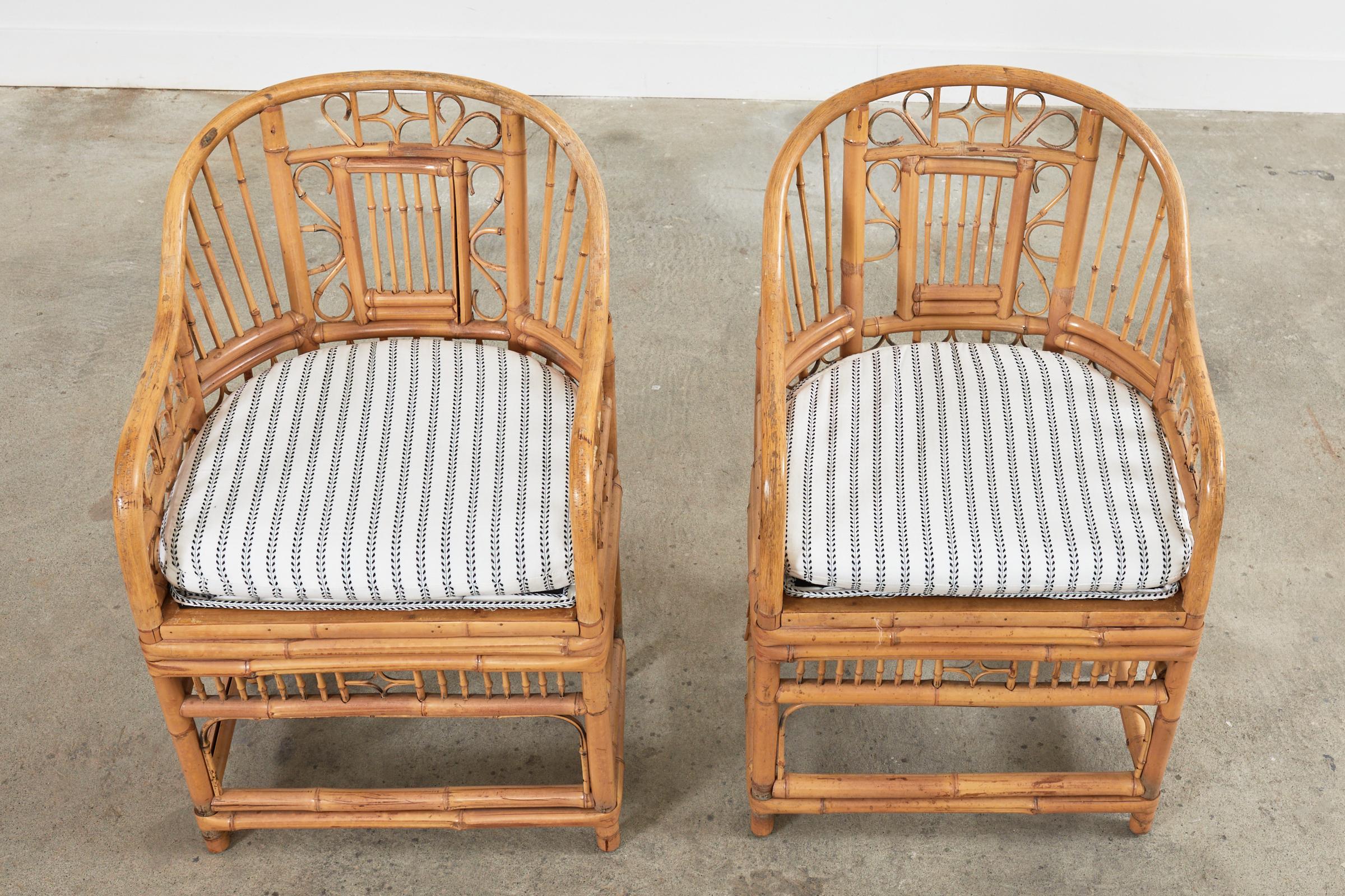 Hand-Crafted Set of Six Brighton Pavilion Style Bamboo Dining Armchairs For Sale