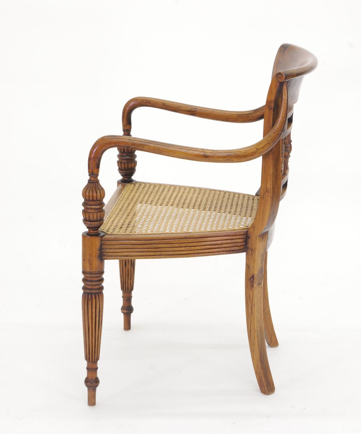 Wood Set of Six British Colonial Dining Chairs, 1830
