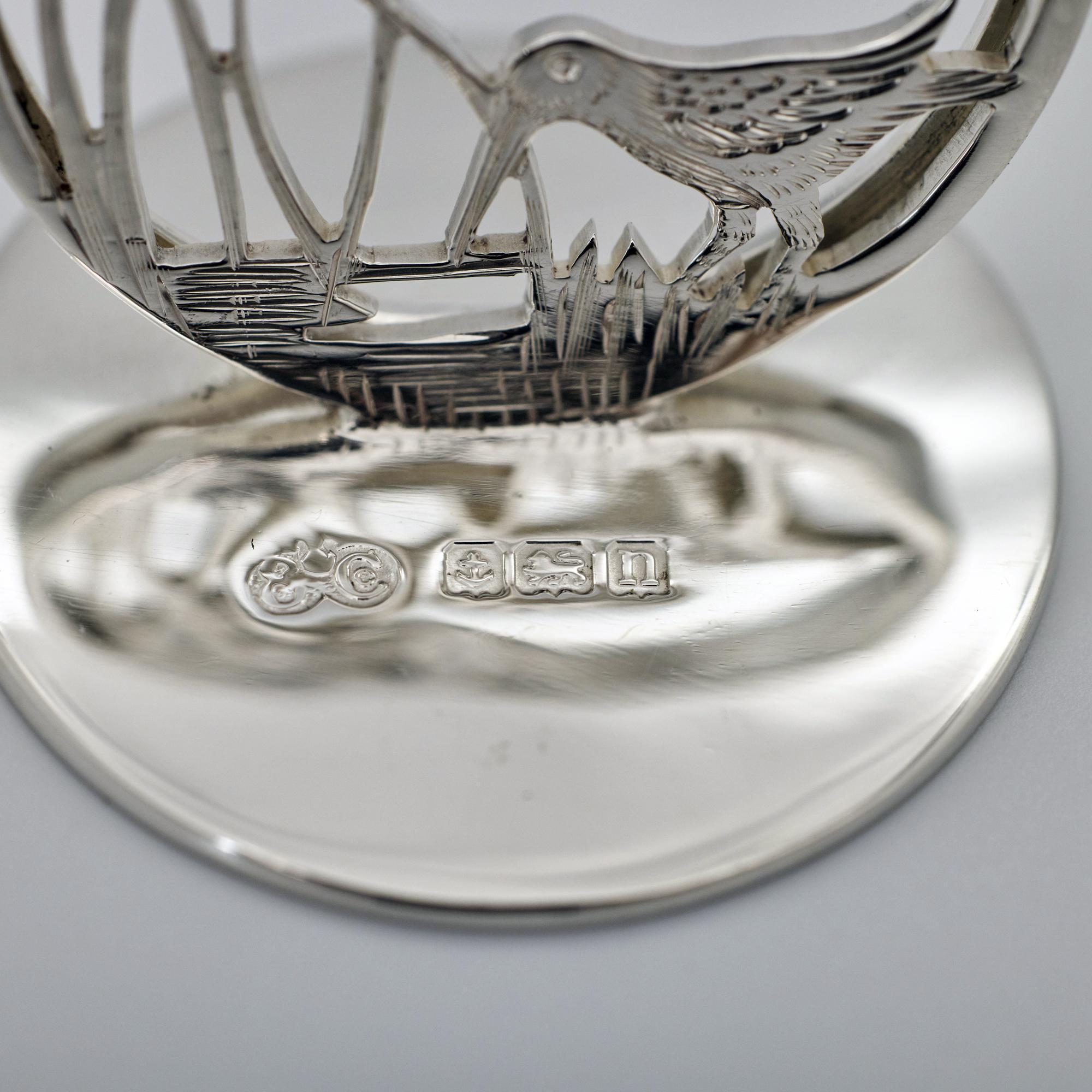 Set von sechs silbernen Platzkartenhaltern mit britischen Tierweltmotiven im Angebot 12